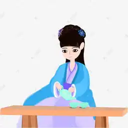古风人物卡通手绘展示茶艺的少女免抠高清图素材图片免费下载千库网