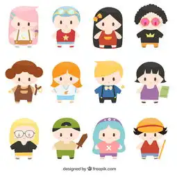 卡通人物扁平化可爱各种职业矢量素材图片素材其他格式下载动漫人物大全人物形象