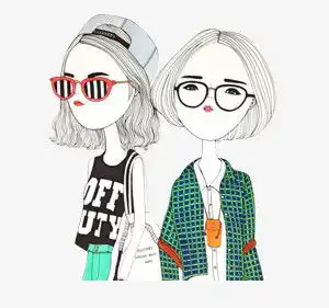 卡通女孩闺蜜png图片素材免费下载psd格式300281像素熊猫办公