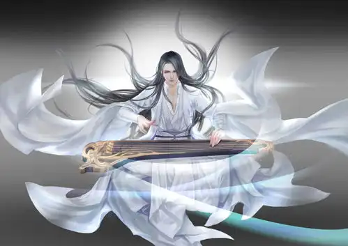 来一组高清动漫壁纸,图1弹琴的古风美少男,气场有点强大