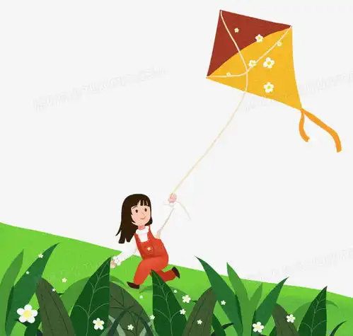 卡通手绘女孩春天放风筝免抠元素png图片素材免费下载手绘png25002378像素