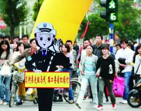 卡通女交警上路执勤