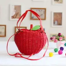 2012新款草编包斜跨包单肩斜跨手提包编织包女包藤包红苹果藤编包