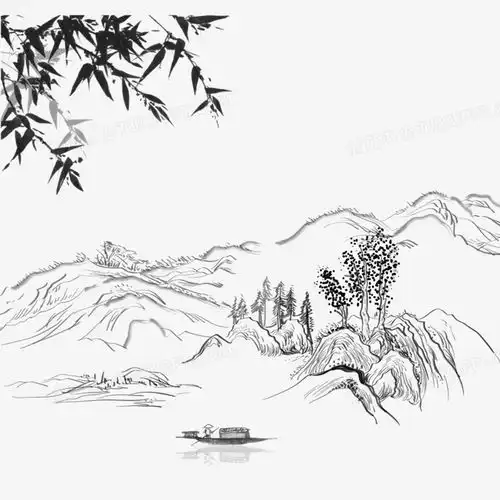 卡通元素创意清新水墨画风景png图片素材下载元素png熊猫办公