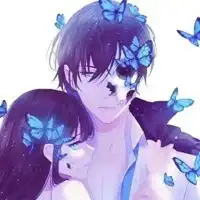 蓝色治愈系情侣头像动漫治愈系蓝色情头一对
