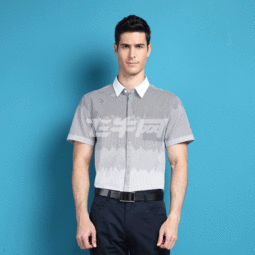 tedelon太子龙纯棉男士渐变条纹短袖衬衫yaxsd042黑色系800xxl