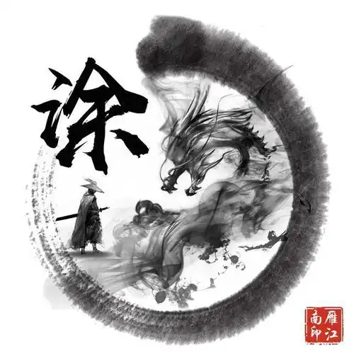 道系水墨头像男生动漫头