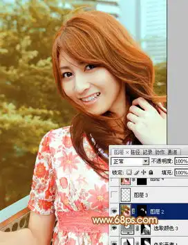 ps调出韩系风格的黄褐色甜美女生照片