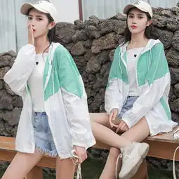 唯领服饰大码女装胖mm2019夏季薄款户外防晒衣女士短款外搭长袖印花连帽宽松洋气外套蓝色s蜜芽,中国领先的进口母婴限时特卖商城