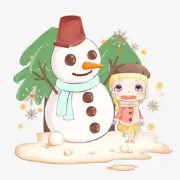 冬季暖色系卡通手绘风格小女孩堆雪人免扣图片素材其他格式下载动漫人物大全