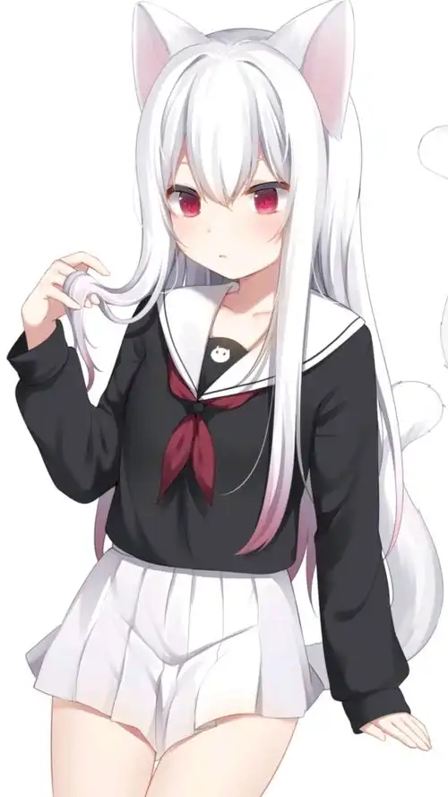 二次元美图甘城猫羽雫,可爱的白猫