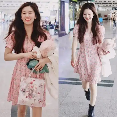 邓家佳换了风格美得认不出,穿绿色碎花裙大秀美腿,被她惊艳到了