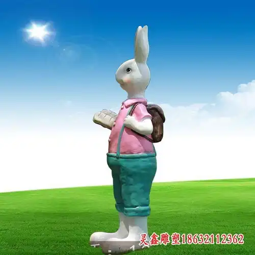 玻璃钢幼儿园卡通兔子雕塑马鞍山树脂兔子雕塑制作厂