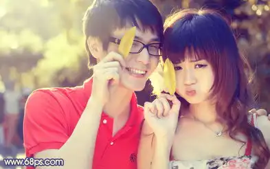 用ps把搞怪的阳光情侣照片调成淡黄色