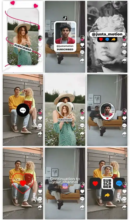 tiktok抖音社交媒体短视频屏幕界面元素动画设计ae源文件