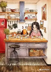 关于美食生活分享陪伴森林女孩日记系列插画