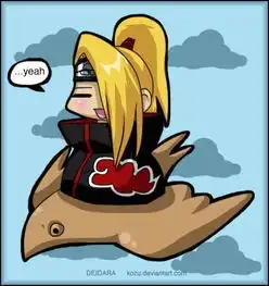 求一张图,迪达拉坐在大鸟上面的q版的