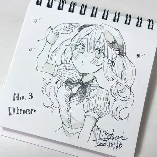 马克笔插画洛丽塔少女动漫插画,最近的愿望是闭眼就睡,睁眼有你