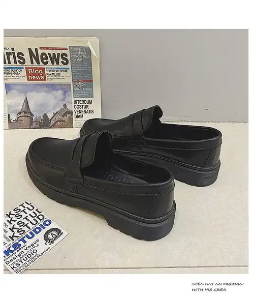 一脚蹬春秋新款英伦复古小皮鞋ins港风休闲乐福鞋男士潮牌豆豆鞋