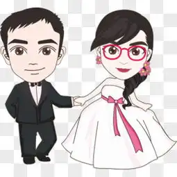 卡通新郎新娘图片素材免费卡通新郎新娘png设计图片大全图精灵