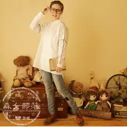 森女部落森女部落2015春装新款女装日系森女系简约甜美纯色小清新百搭衬衫简单网www.j.cn