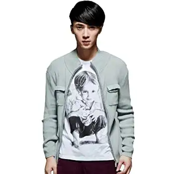 justyle秋冬新品系列男式jd罗纹拉链立领纯棉针织衫jd61113018